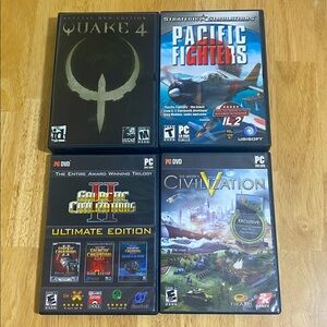 4 VINTAGE PC Games-Civilization, Galactic Civilization, Pacific Fighters, Quake4